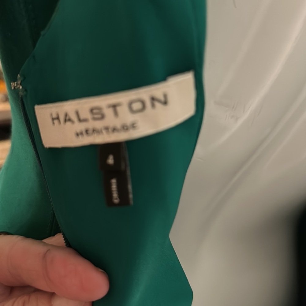Halston Heritage Solid Green Dress - image 6